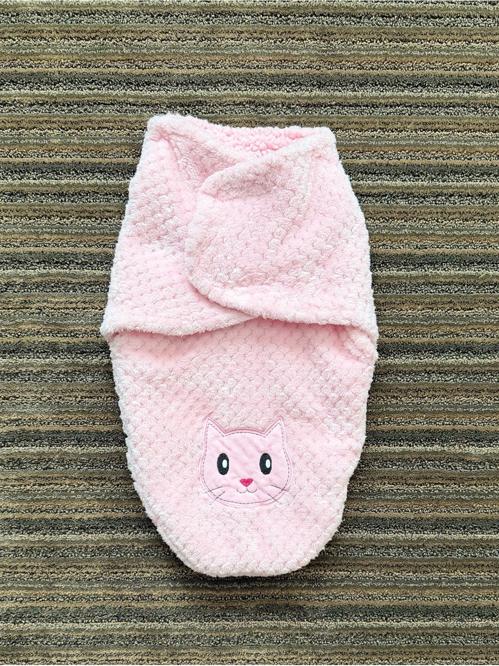 Pink Cat Plush Swaddle Receiving Blanket- Unbranded